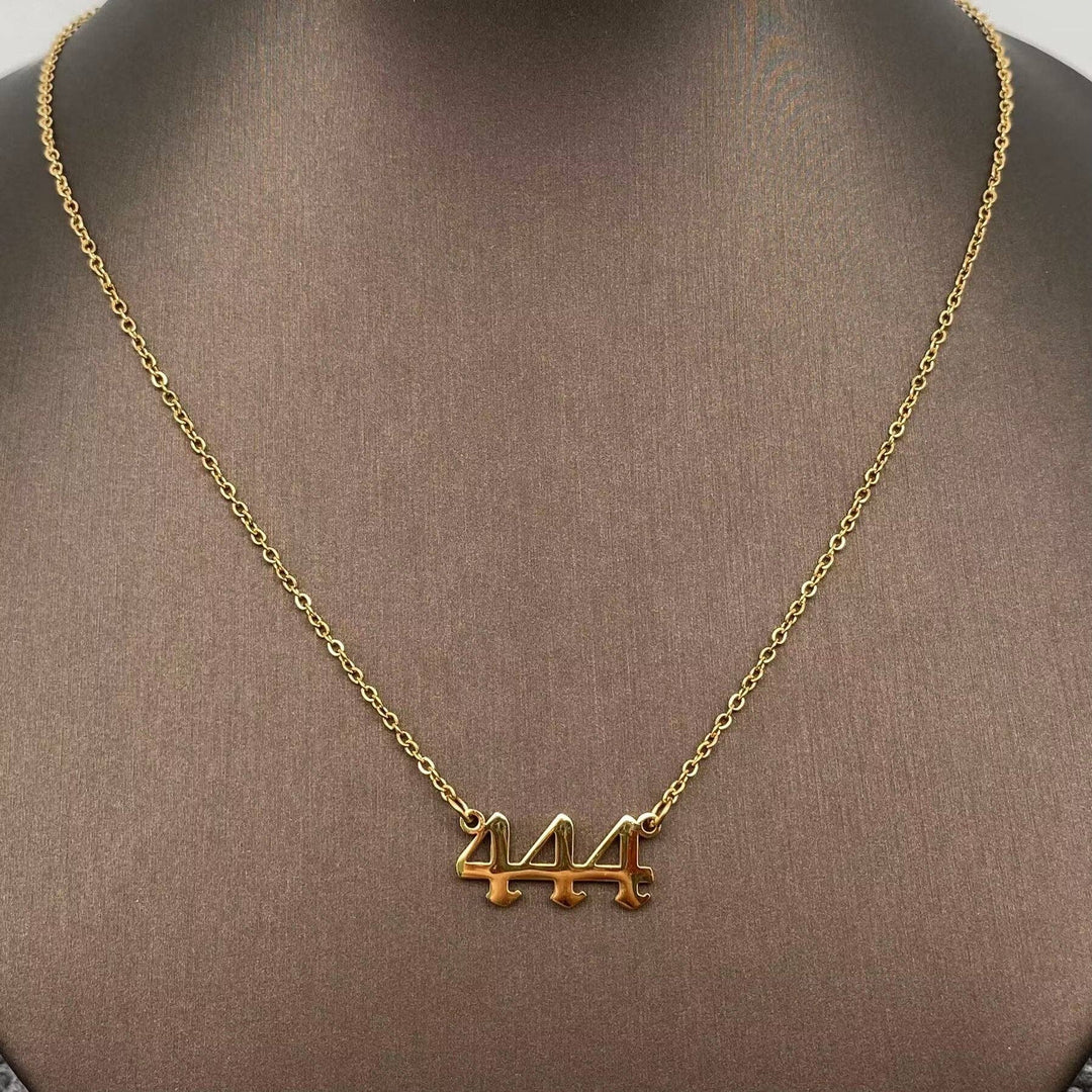 Lucky Numbers 18K Gold Plated Stainless Steel Necklace: 999