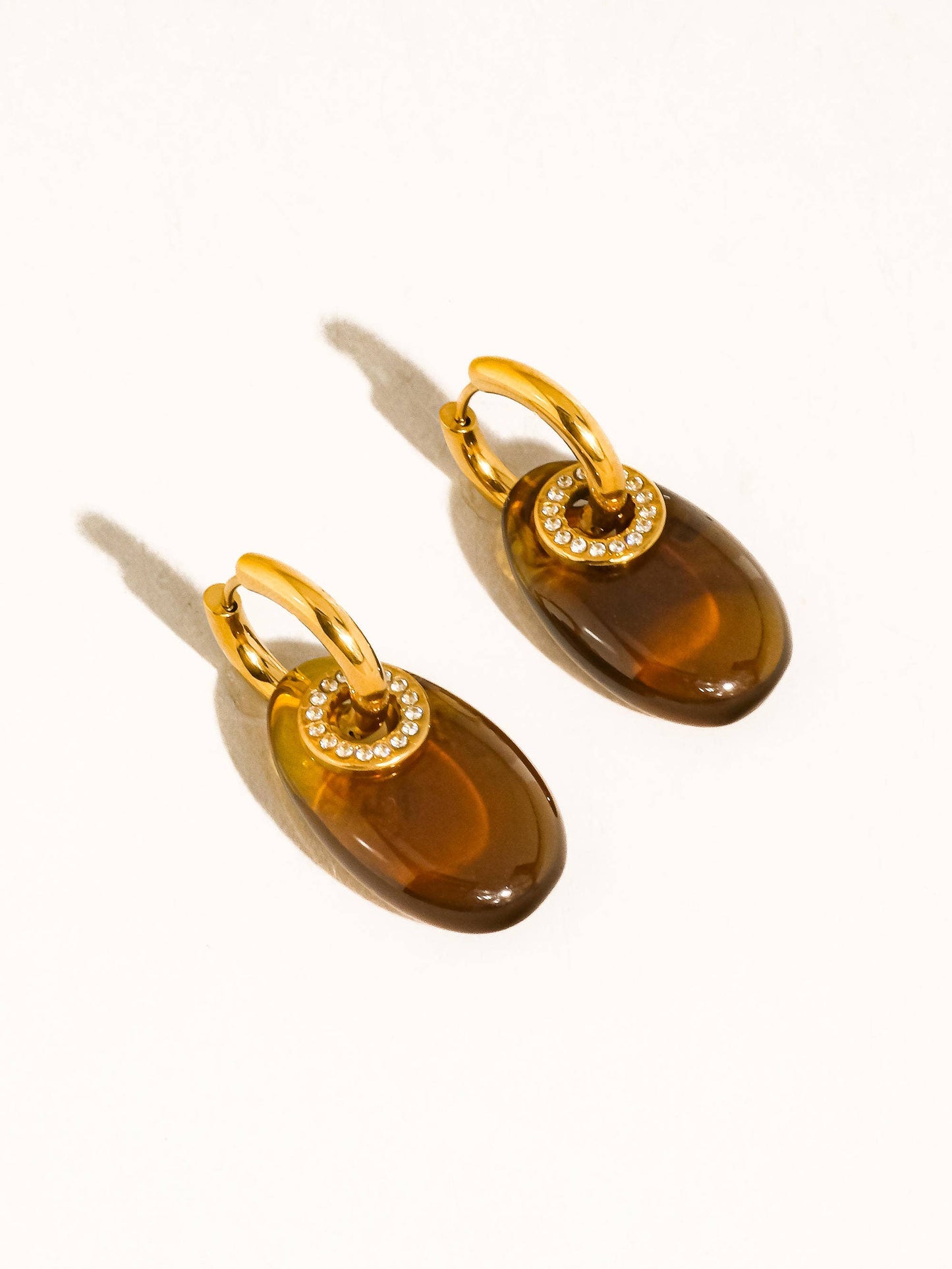 Canari 18K Gold Non-Tarnish Resin Hoop Earrings: Green