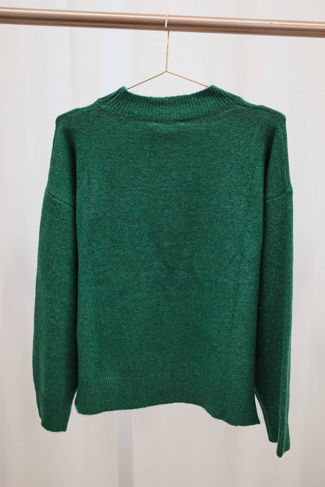 Mock Neck Long Sleeve Peace &amp; Joy Novelty Knit Sweater: Blue / M