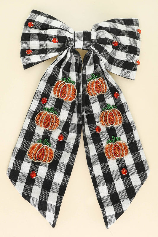 Halloween Plaid Bow Barrette