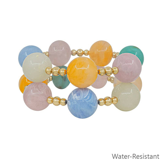 Water Resistant Multicolor Beaded Stretch Bracelet
