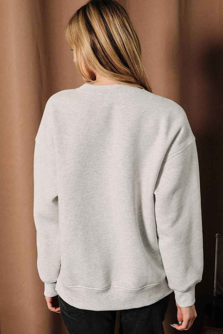 Candy Cane Cutie Embroidered Sweatshirt: MELANGE / S