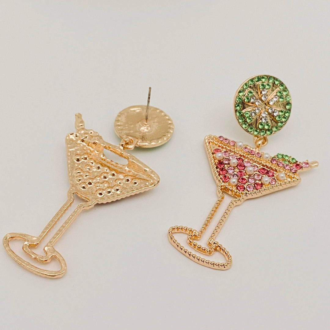 Wine Glass Rhinestone Earrings