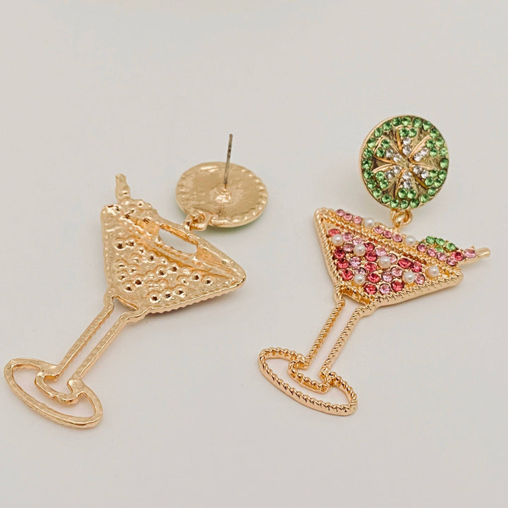 Wine Glass Rhinestone Earrings