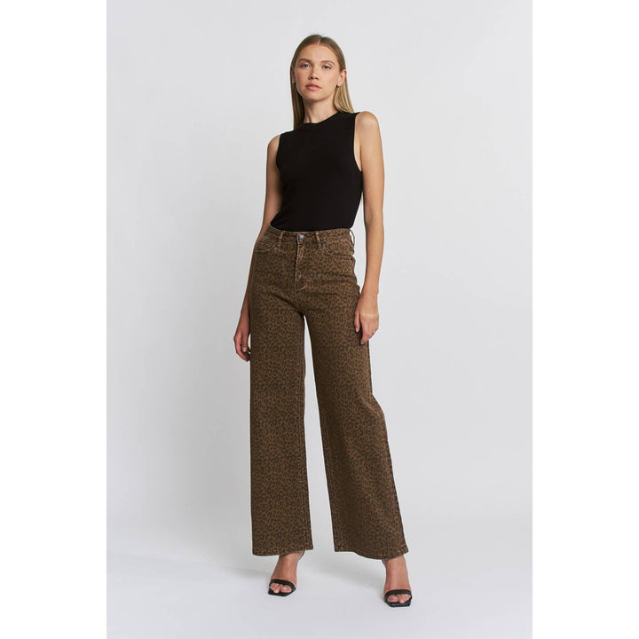 Leopard HW Wide Leg Mica Jeans