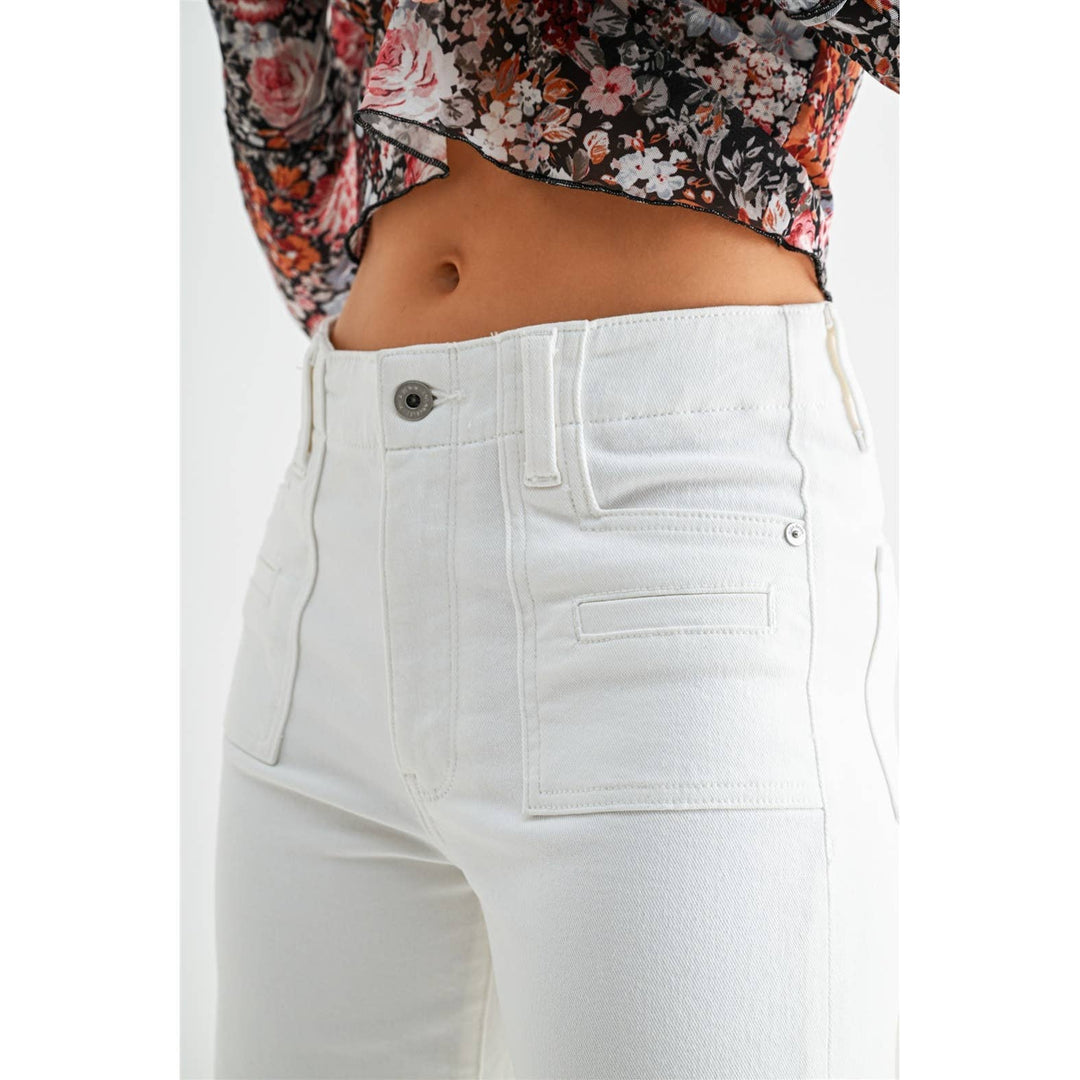 Mica High-Rise Wide Crop Alabaster White Jeans