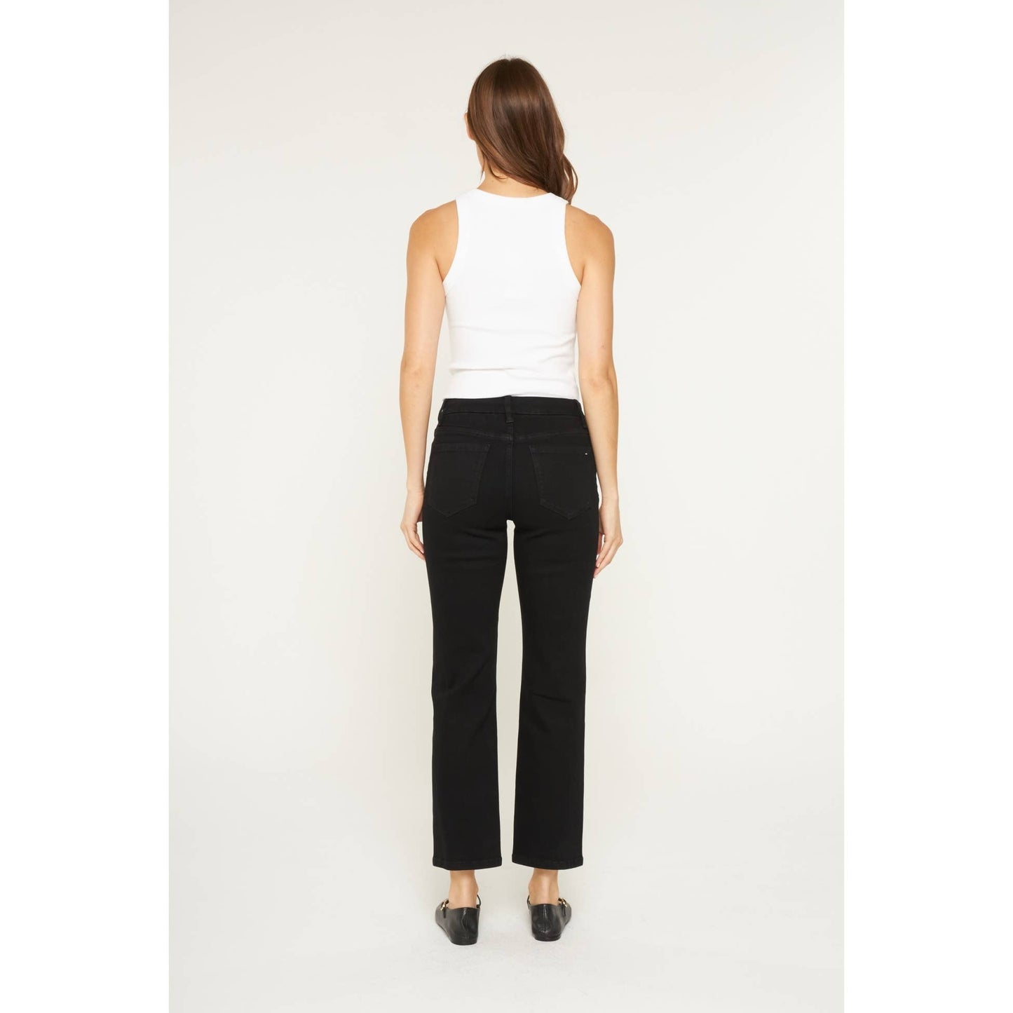 Black Mid-Rise Ankle Mica Straight Jeans