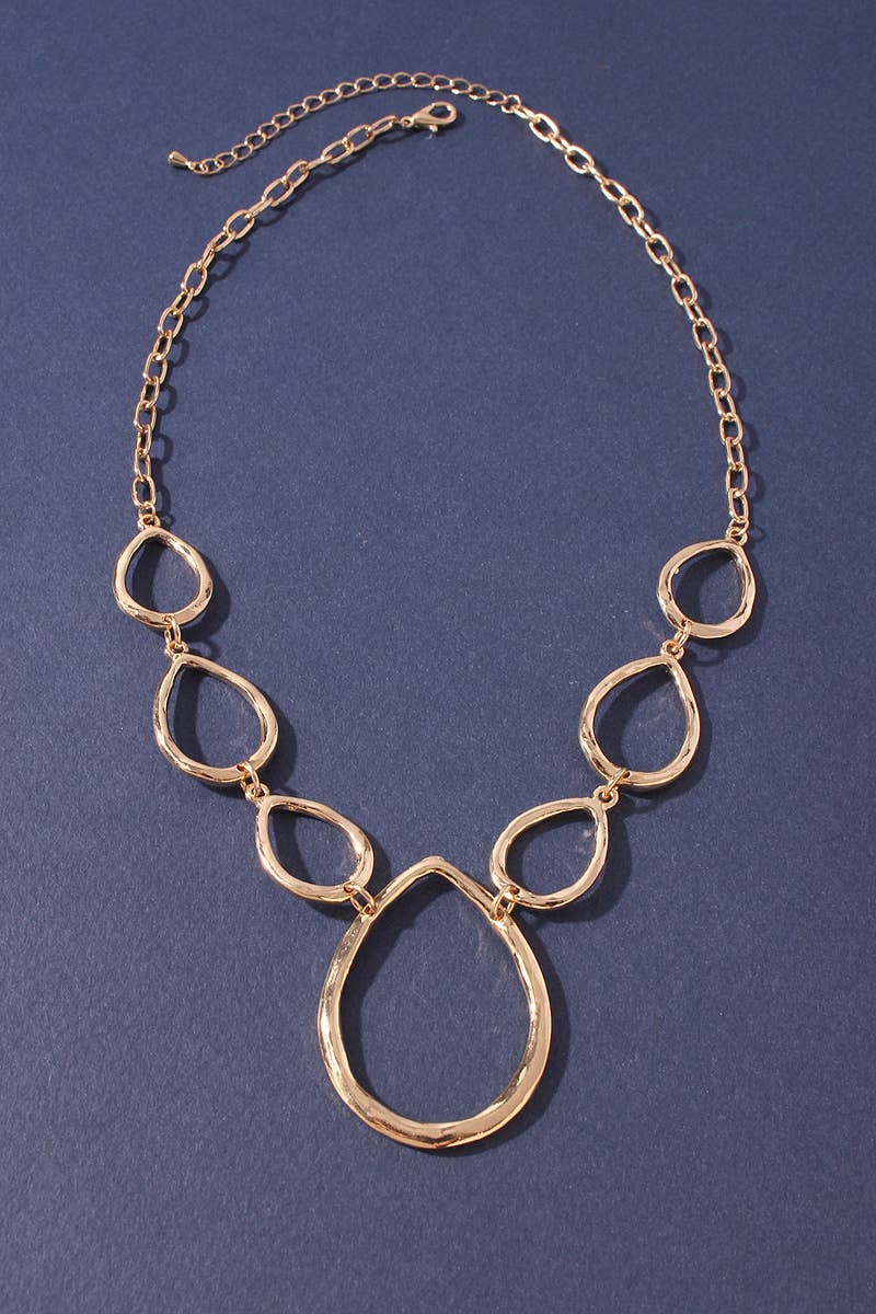 Gold Teardrop Link Necklace