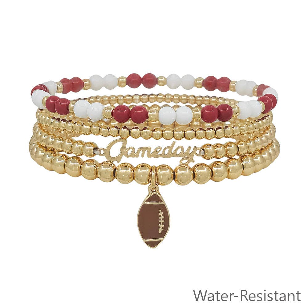 Water Resistant Red Gameday Bracelet Set