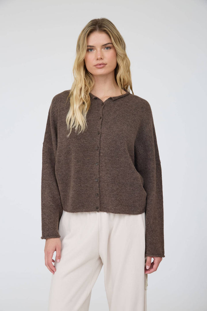 Dark Brown Lightweight Knit Cardigan