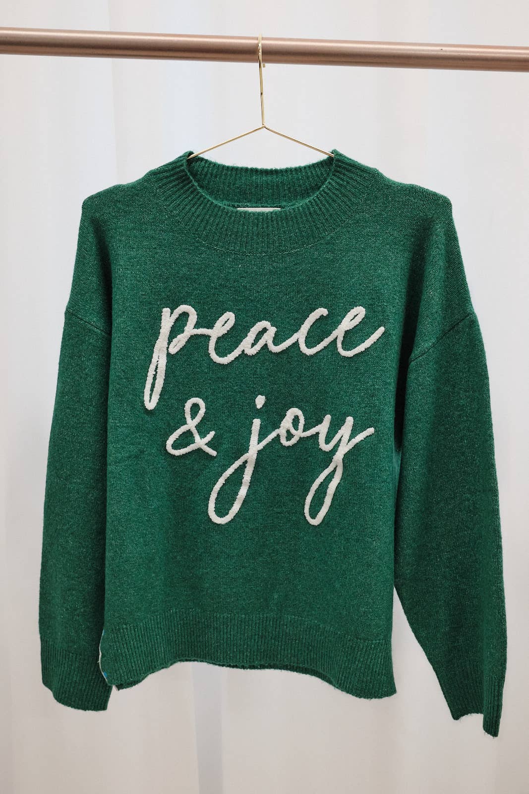 Mock Neck Long Sleeve Peace &amp; Joy Novelty Knit Sweater: Blue / L