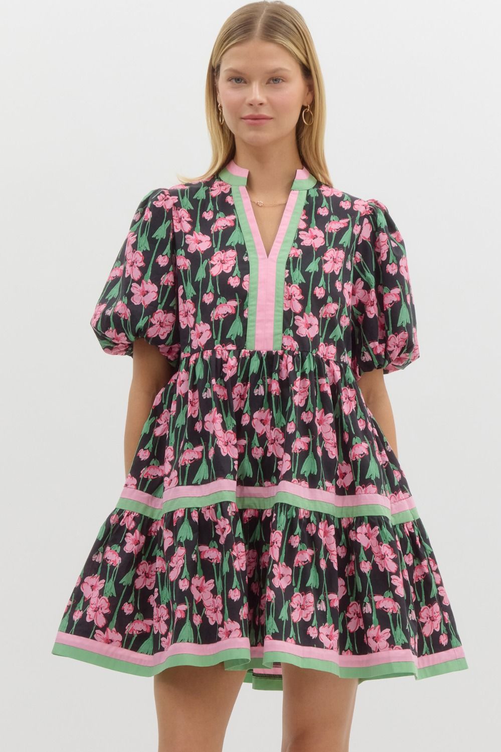 Pink Floral Bubble Dress