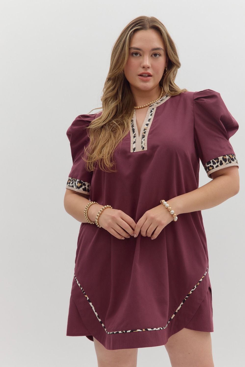 Plum Leopard Accent Dress