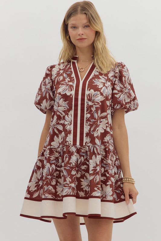 Burgundy Flower Dress