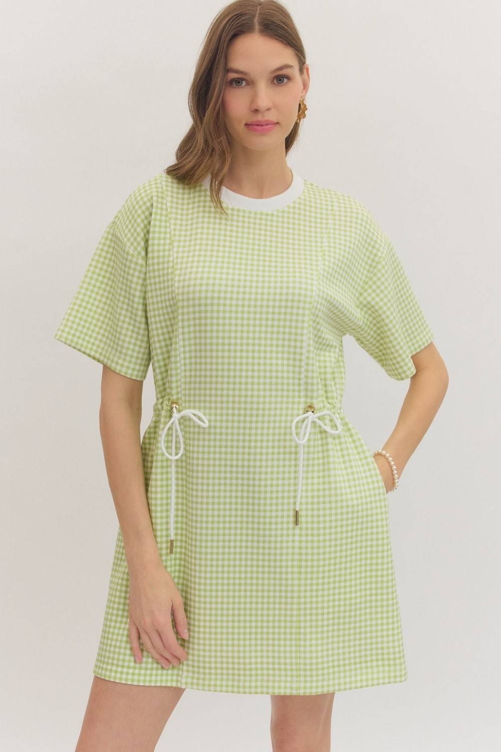 Lime Gingham Tie Dress