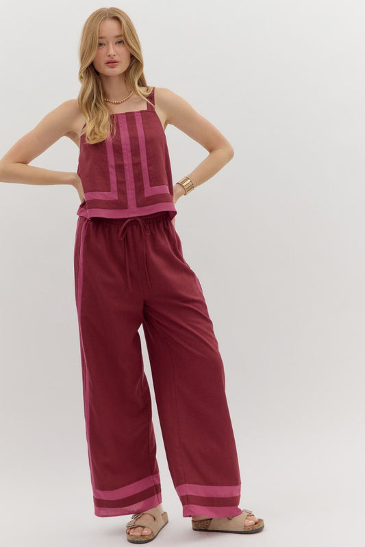 Burgundy Stripe SET