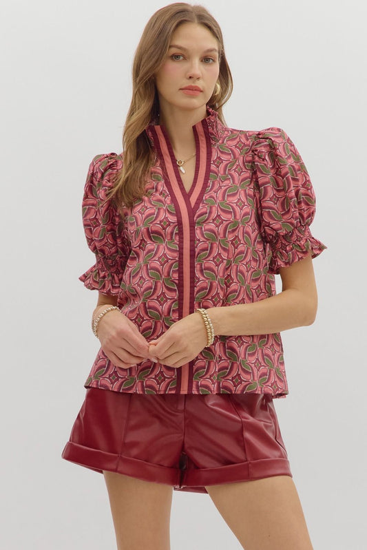 Wine Abstract Pattern Top