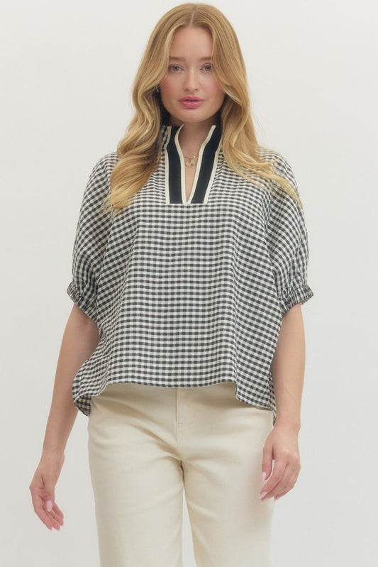 Black Gingham Blouse