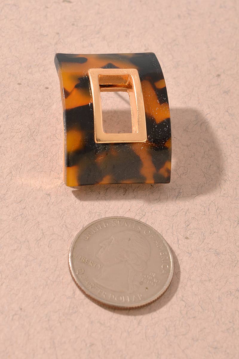 Tortoise Marbled Geometric Stud Earrings