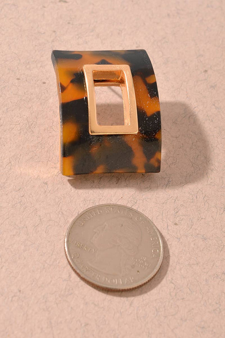 Tortoise Marbled Geometric Stud Earrings