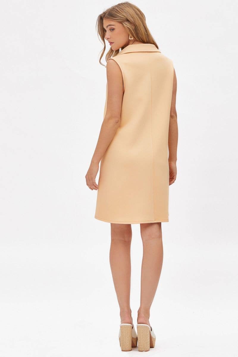 Apricot Scuba Collared Dress
