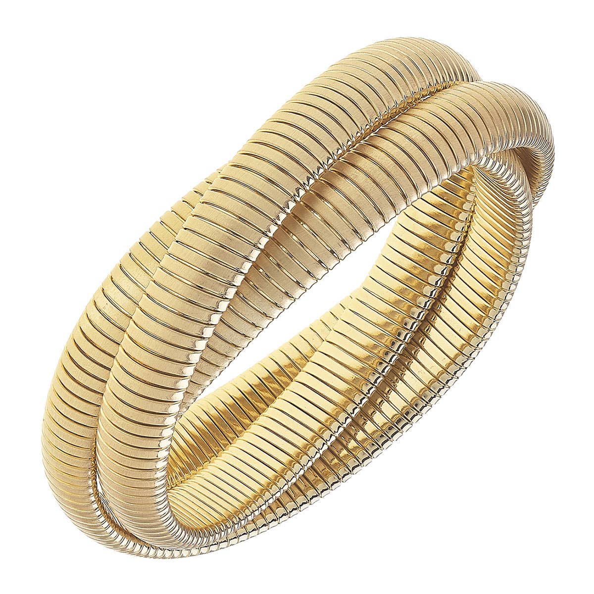 Florence Interlocking 3-Row Watchband Bangle: Satin Silver