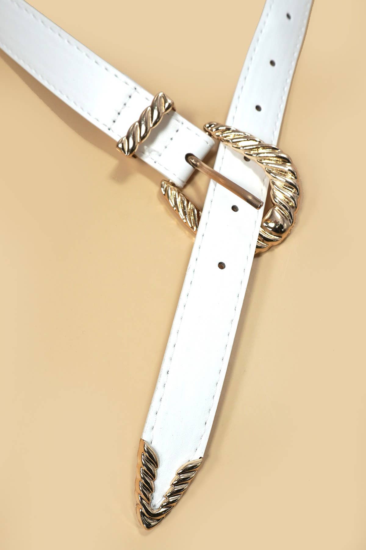 White Braided Buckle Belt
