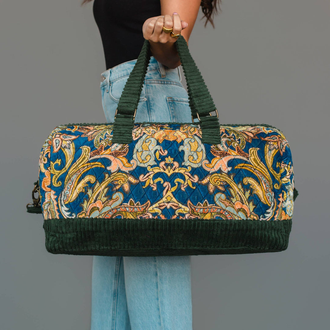 Green &amp; Multicolored Patterned Duffel