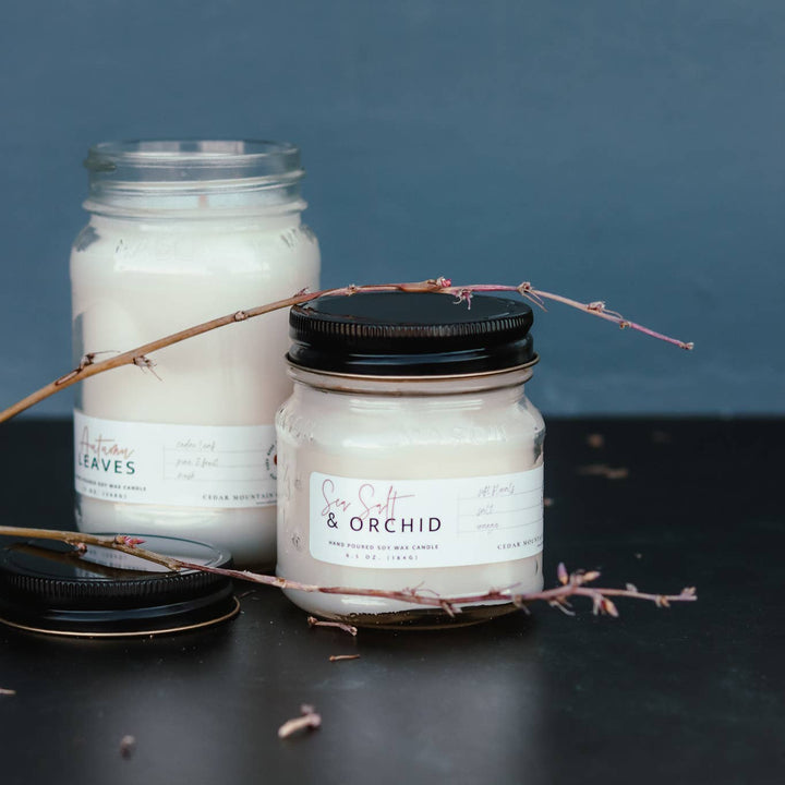 Mason Jar Soy Candle: Coastal Wind &amp; Lavender
