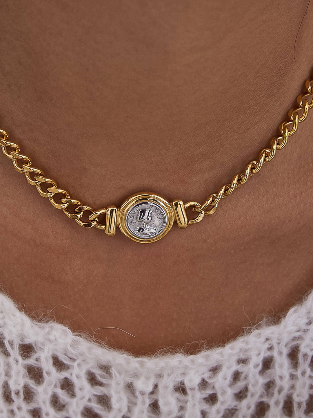Parisse 18K Gold Non-Tarnish Coin Pendant Necklace