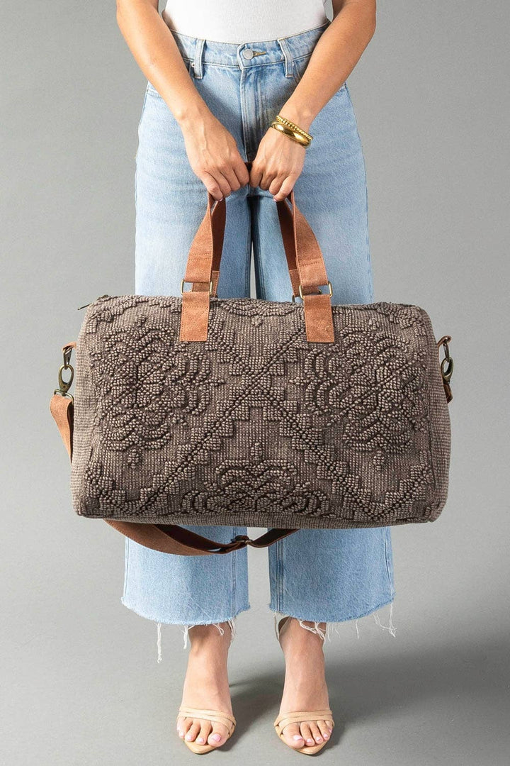 Brown Vintage Inspired Textured Duffel