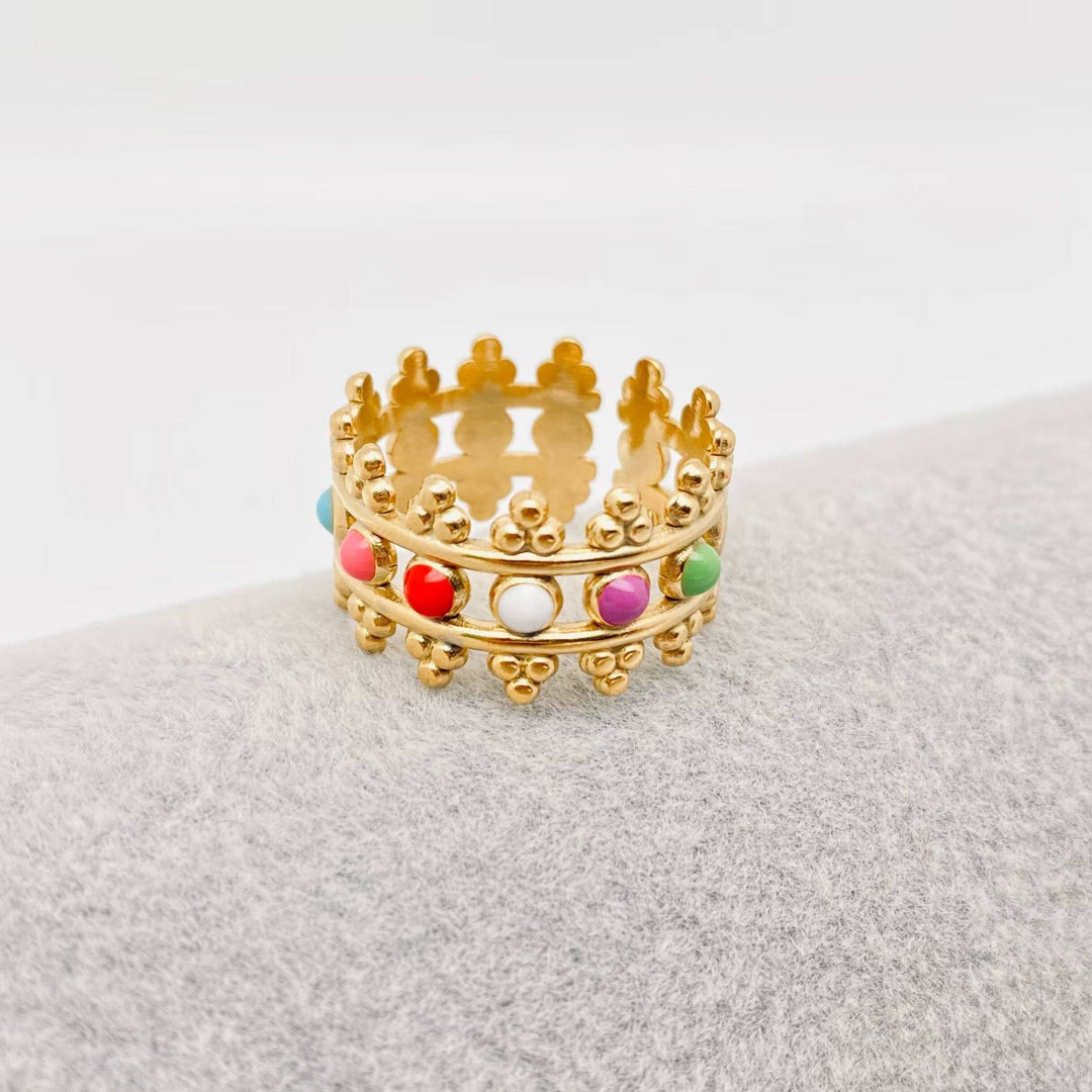18K Gold Plated Color Braided and V Ring
