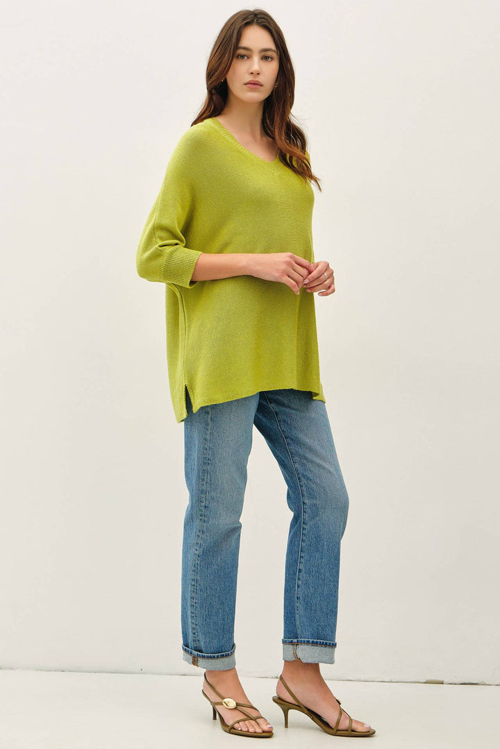 WOOL BLENDED BOXY V-NECK SWEATER TOP: LAVENDER / S