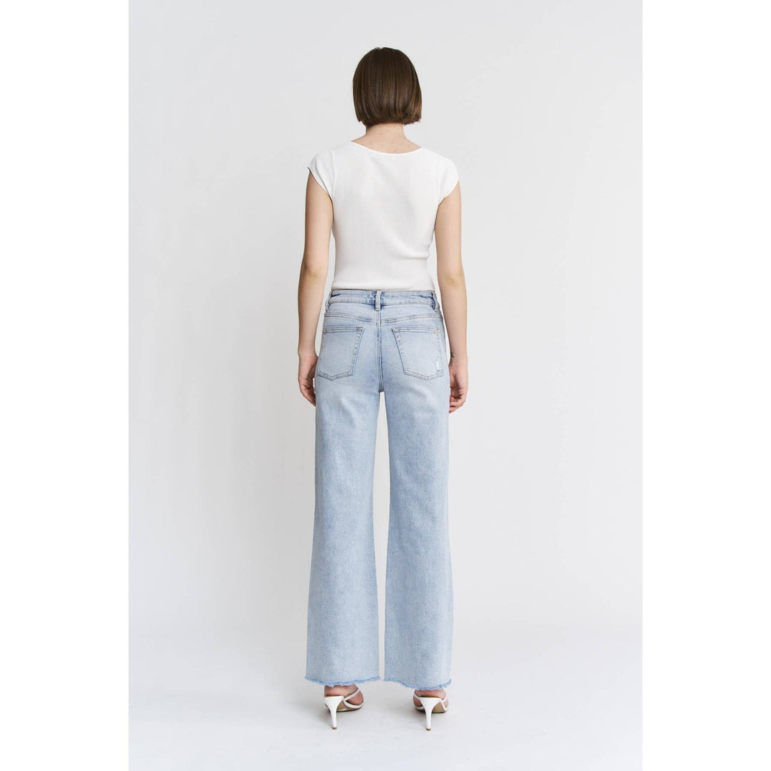Pearl Detail High Rise Wide Mica Jeans