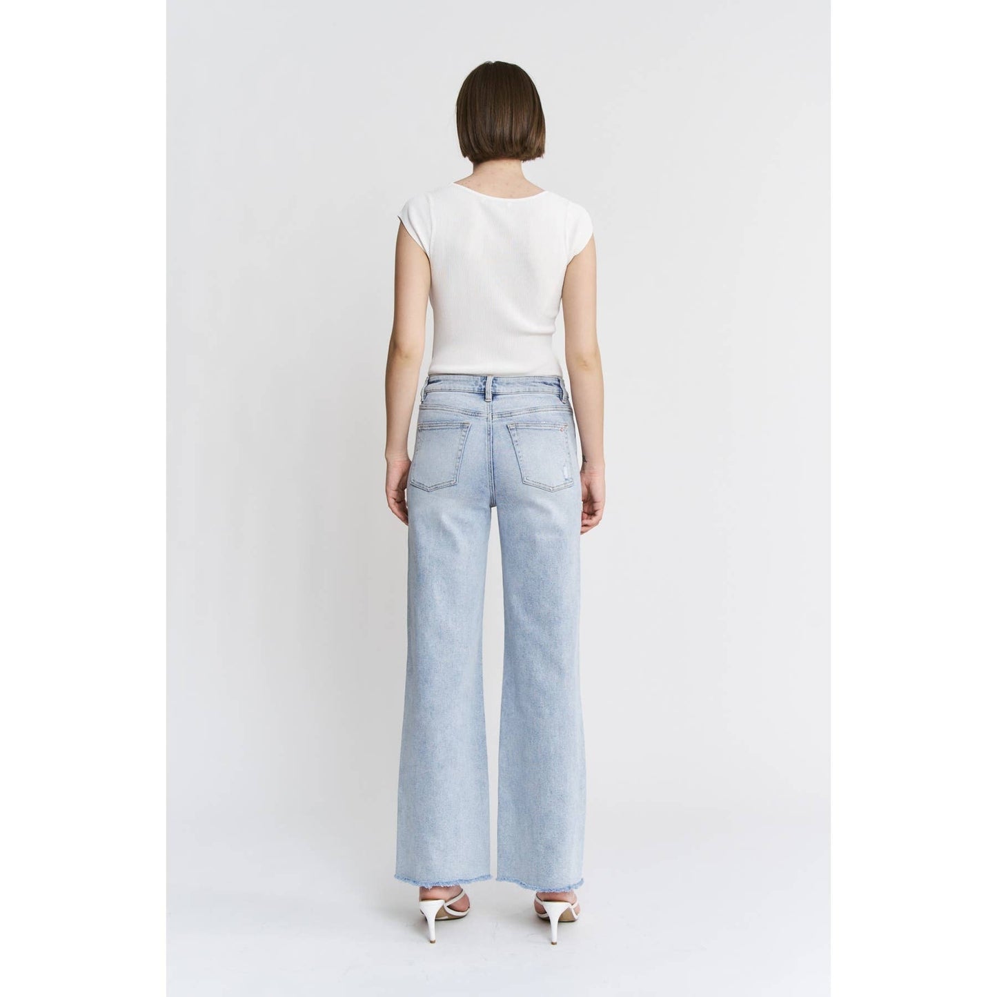 Pearl Detail High Rise Wide Mica Jeans