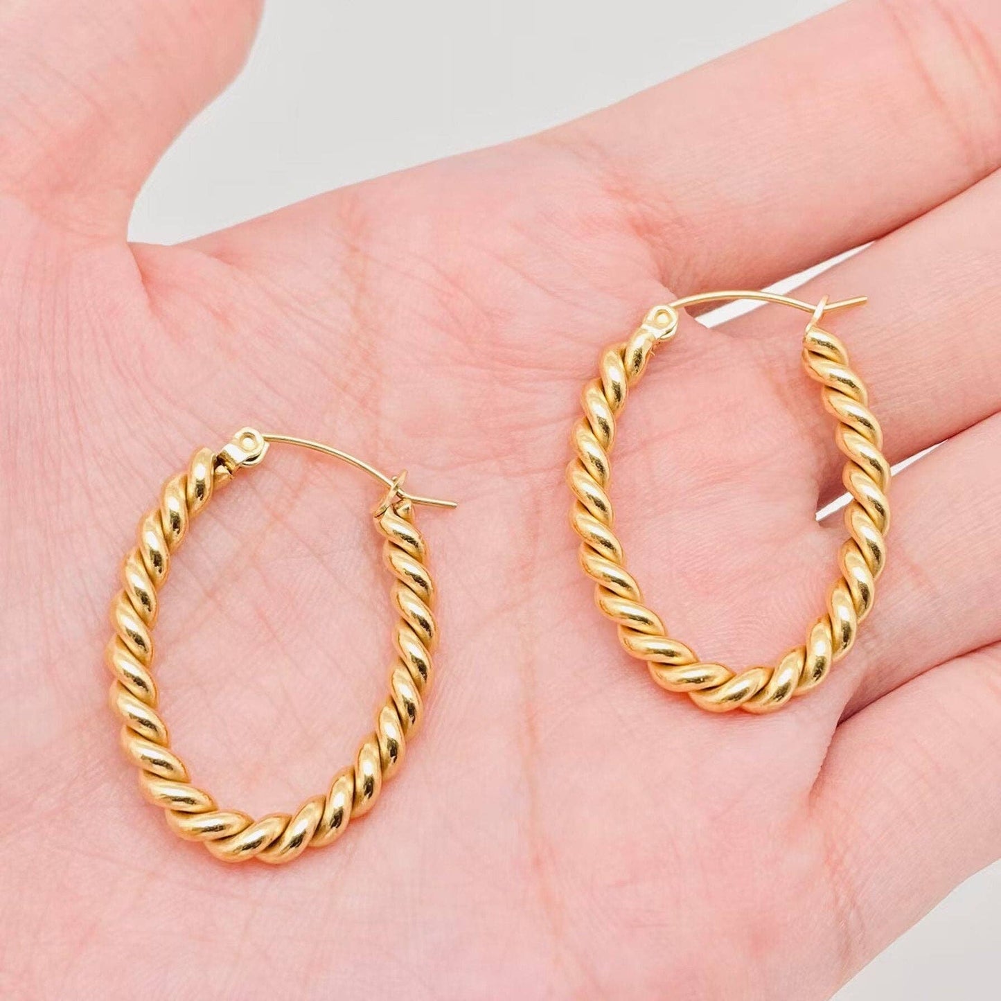 Twisted Oval Hoop Earrings