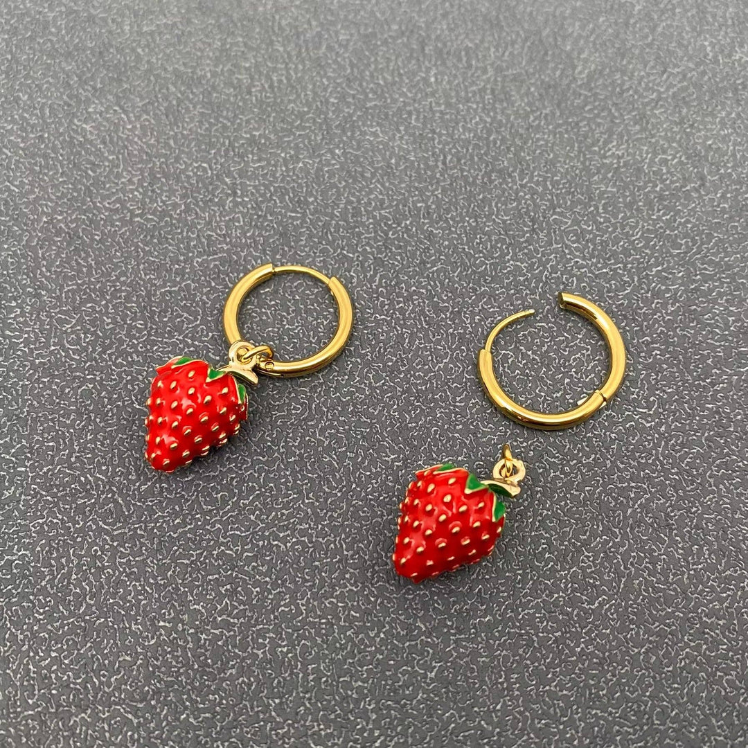 Strawberry Charm 18K Gold Plated Earrings