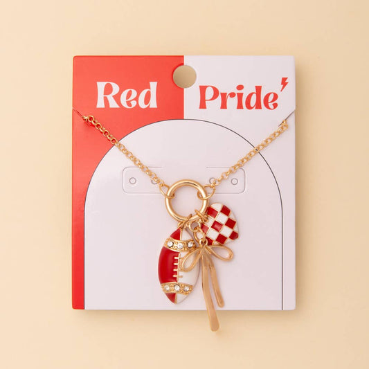 Game Day Multi-Charm Necklace: Red White