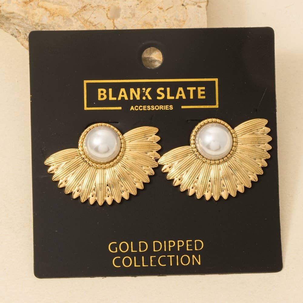 Pearl Half Flower Earrings