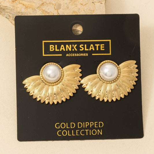 Pearl Half Flower Earrings