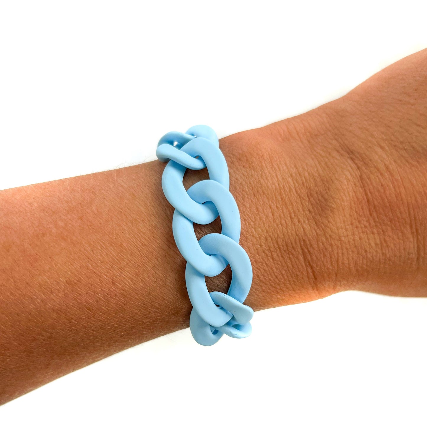 Matte Baby Blue Chunky Acrylic Chain Link Bracelet